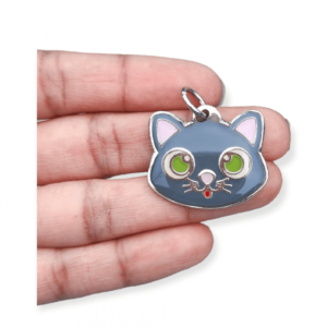 Placa de identificación gato gris