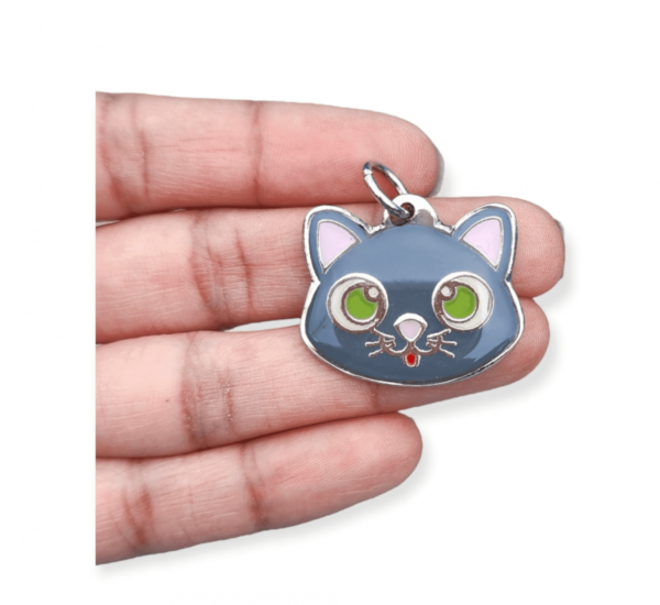 Placa de identificación gato gris