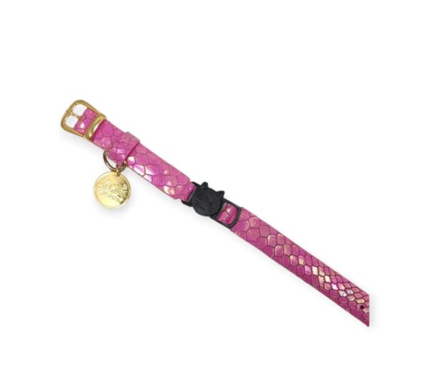 Collar antiahogo en cuero Fucsia Tornasol