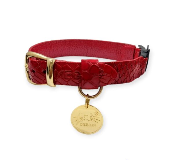 Collar antiahogo en cuero Rojo serpiente