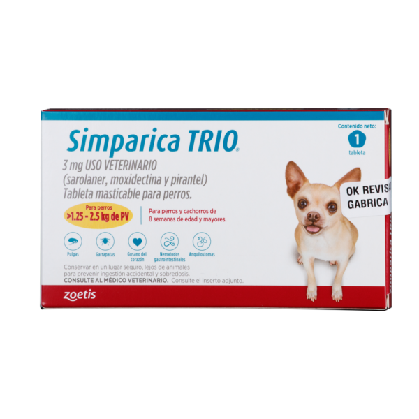 Antiparasitario Interno y Externo Para Perro Simparica Trio